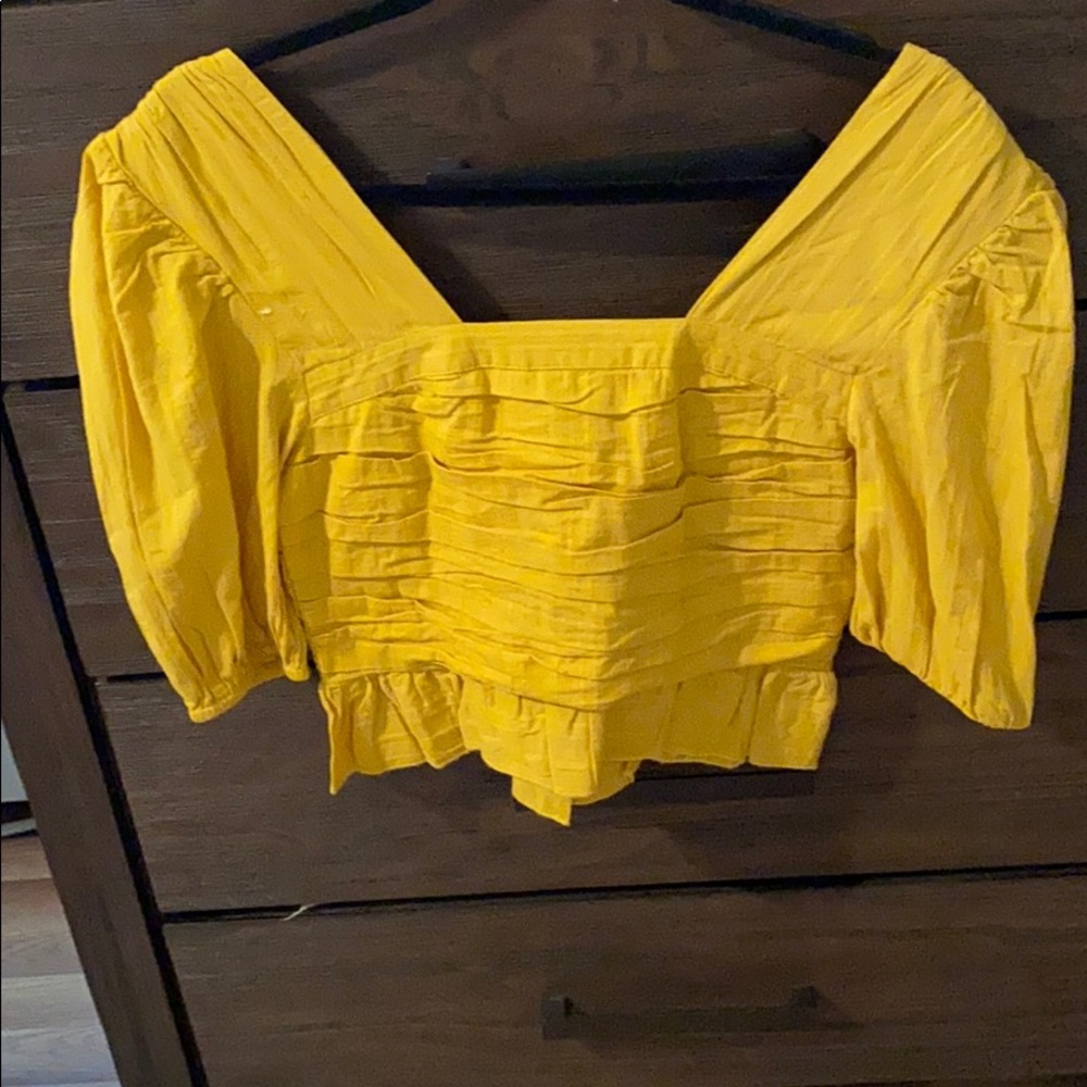 Revolve (TulaRosa) yellow off the shoulder blouse